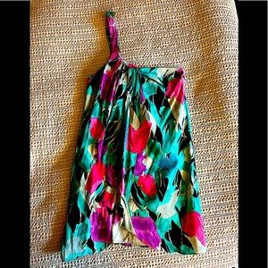 Lacey Parker silk colorful dress, one strap